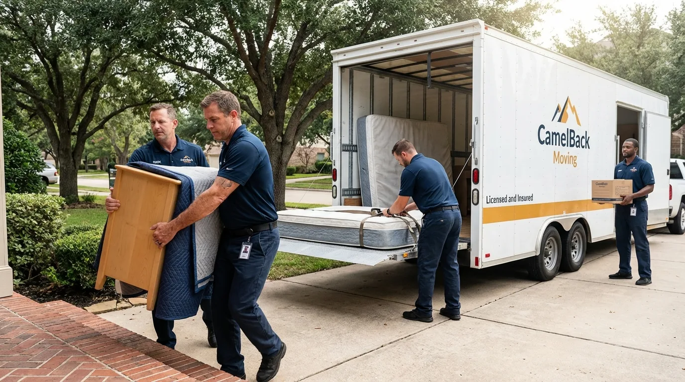 Crew loading residential truck for cross-state move from Chesterfield, NH