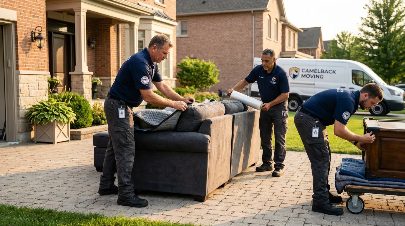 Large estate moving crew wrapping furniture in Chesterfield, NH